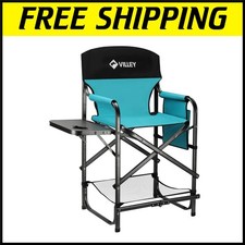 Heavy-Duty Tall Directors Chair with Side Table - Ideal for Camping & Beach