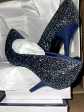 CLEARANCE! NINE WEST FLAGSHIP BLUE/BLACK GLITTER HEELED SHOES RRP £79