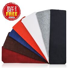 7cm Wide Plain Stretchy Fabric Headband Kylie Band Unisex Bandeau Hairbands UK