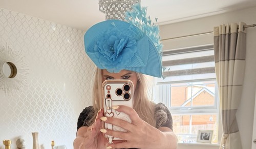 Turquoise feather fascinator - turquoise,