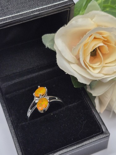 Ring sterling silver - silver, orange