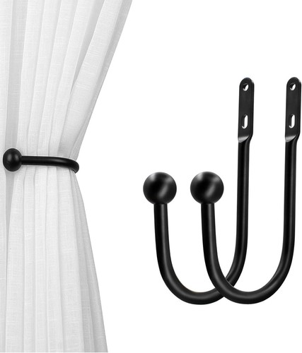 Wall mount curtain tiebacks - wall,
