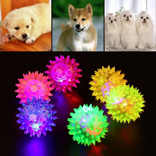 Led flashing squeaky dog ball - led,