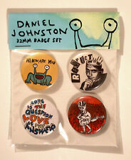 Daniel Johnston themed badge pack 4x 32mm metal pin button badges hi how are you