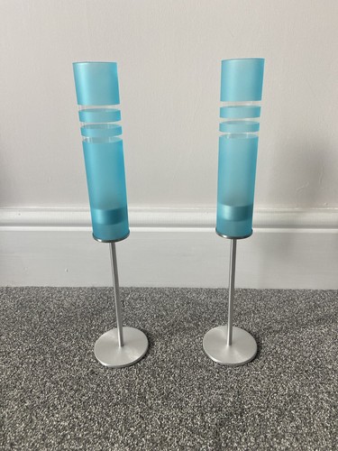 Pair turquoise glass - pair, of