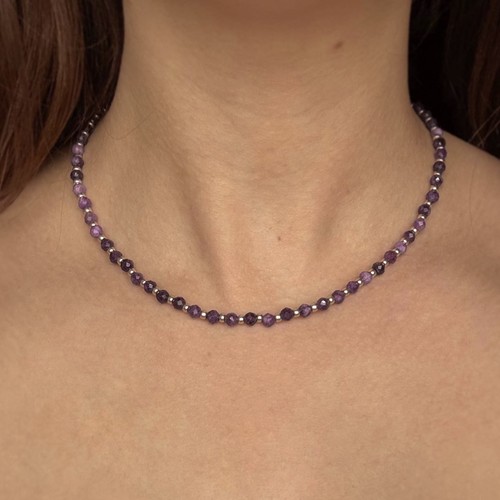 Amethyst purple bead necklace - bead,