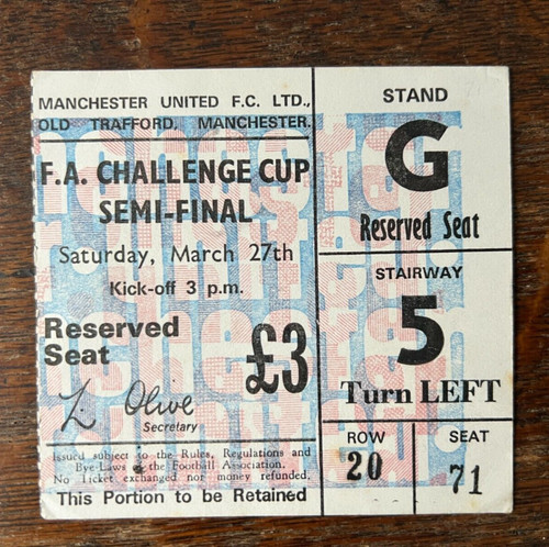 Ticket cup semi final 1971 - ticket,