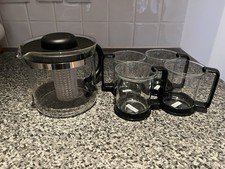BODUM Assam Glass Tea Pot / Press / Infuser 1L Black Lid/handle