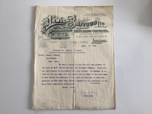 1903 headed letter lewis - lewis, &