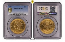 1904 $20 Double Eagle Liberty Head Gold Coin Graded MS62 PCGS