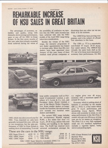 Nsu range ro80 prinz 1000c - prinz,