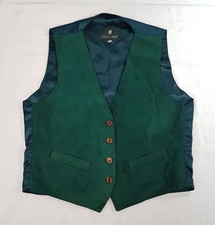 LAKELAND WOMENS SIZE 10UK M GREEN SUEDE LEATHER FRONT SATIN BACK WAISTCOAT VEST