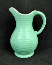 Large Heavy Dee Cee Stoneware Green Ribbed Effect Water Jug/Pitcher