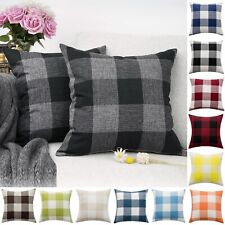 16" 18" 20" 22" 24" Tartan Check Linen Cushion Cover Pillow Case Home Decor UK