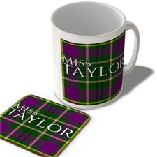 Miss Taylor - Taylor Modern Tartan - (Full Background) - Scottish Mug and Coa...