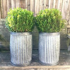 2 x Large Round Galvanised