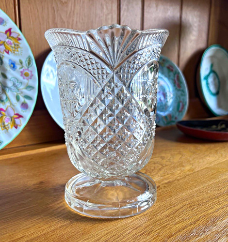 Clear cut glass vase - clear,