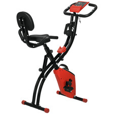 HOMCOM 2-In-1 Folding Exercise Bike with 8-Level Magnetic Resistance Red