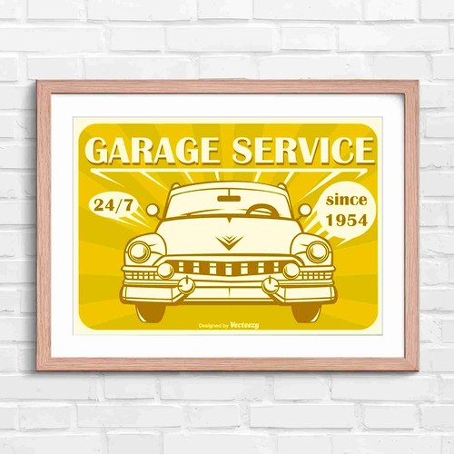 Retro vintage garage service - garage,