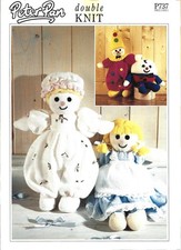 Cute Clown doll humpty dumpty double knit knitting patterns Peter Pan 737