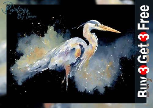 Heron bird watercolor - bird,
