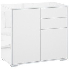 HOMCOM Side Cabinet with 2 Door Cabinet and 2 Drawer for Home Office, White