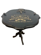 Unique Gothic Ouija Board Top Vintage Side Table Wooden Black Occult Handmade