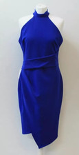 Lipsy Blue Bodycon Dress 16 Xmas Party Midi  Party Occasion Wedding High neck UK