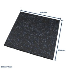 Rival Blue Fleck Rubber Gym Floor Tiles with Connectors (500mm x 500mm) (20mm)