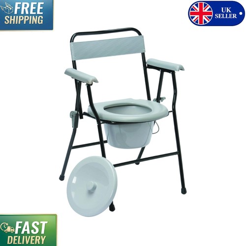 Portable grey folding commode - portable,
