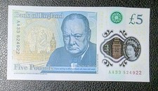 AA33 524922 - NEW £5 NOTE