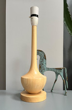 Mid Century Scandinavian Style Turned Blonde Wood Table Lamp 37 cm High