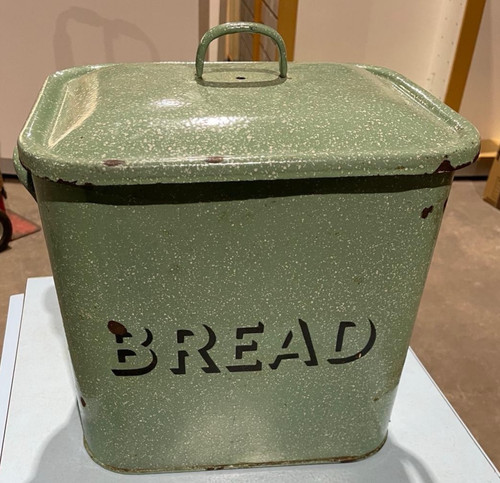 Enamelled bread bin with - enamelled,