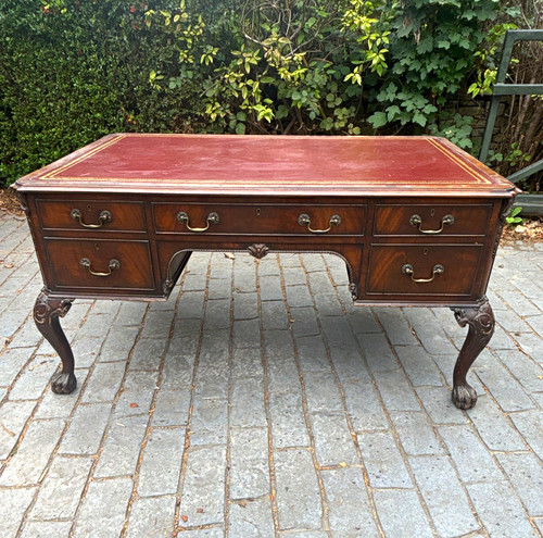 Mahogany partners desk with - mahogany,