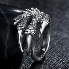 Vintage Dragon Claw Adjustable Ring 925 Sterling Silver Women Girls Jewellery UK