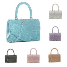Ladies Diamante Satin Clutch