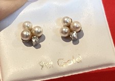 A PAIR OF PEARL AND DIAMOND
