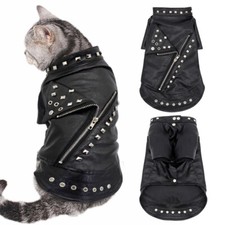 Fashion Leather Jacket Waterproof Small Dog Coats for Winter Pet Cat Clothes Pug