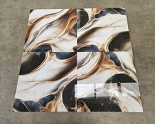 20sqm ABSTRACT BLACK & GOLD SWIRLY MARBLE EFFECT Polished Porcelain Tiles 60x60