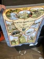 Northumberland And Durham Tea Towel Souvenir Piece Item Unusual Design 5p