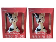 FRENCH BULLDOG 2 X Nodding Puppy Toys Shaking Head Dog Ornament Car Dashboard