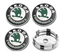 4x Skodas Alloy Wheel Hub Centre Cap Set Center Caps VRS Black / Green 60mm