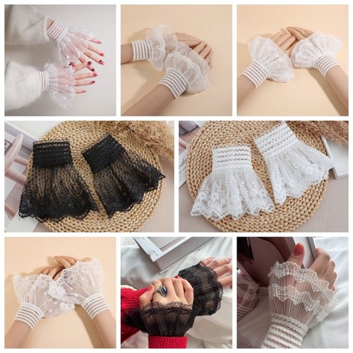 Solid color lace ruffled wrist - solid,