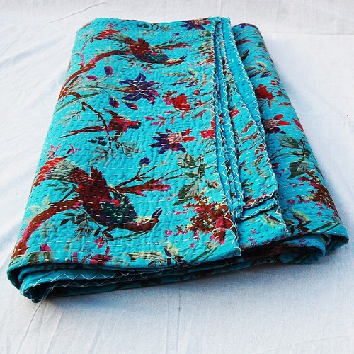 Indian kantha quilt bedspread - indian,