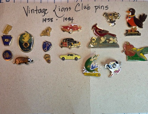 Vintage lions club pins - lions, 1958