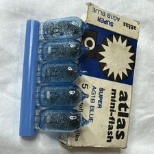 Atlas Mini-Flash Super AG1B Blue Photoflash Bulbs 5 bulbs in Box Vintage