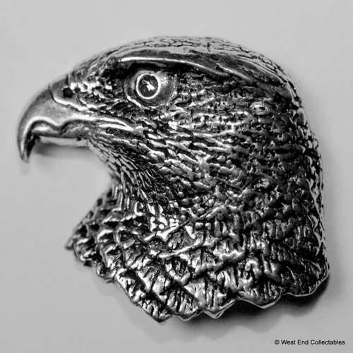 Hawk head pewter - hawk, brooch