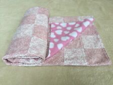 Quilted baby blanket/bedspread/play mat cot size pink/white floral/hearts print