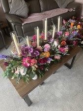 FULL SET Wedding Flowers Tables Pew Ends Artificial Jewel Tone Aubergine Pink