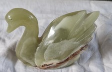 Hand Carved Onyx Stone Swan Figurine Ornament Home Decor VTG READ
